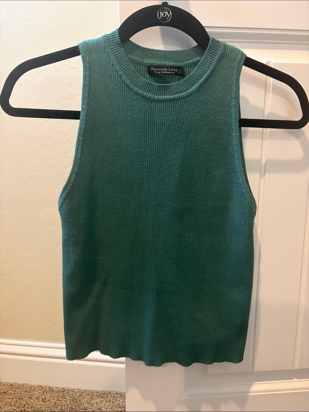 Emerson Lane Sleeveless Ribbed Tank Top in Teal Green